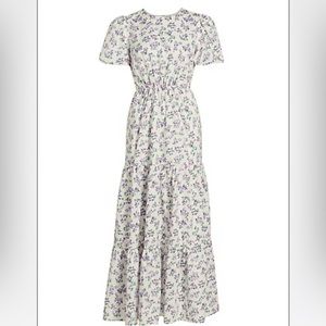 Wayf Plaza Tiered Cut-Out Maxi Dress - Lavender Ditsy Floral Print